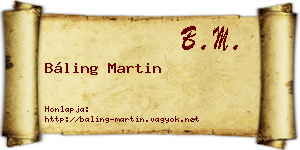 Báling Martin névjegykártya
